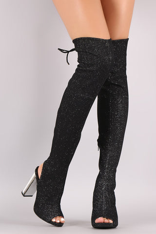 Slouchy Satin Pointy Toe Stiletto Over-The-Knee Boots