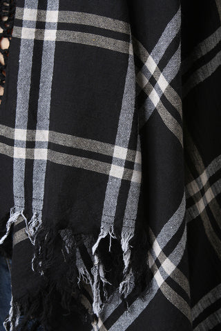 Textured Plaid Long Sleeve Cardigan