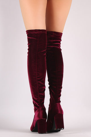 Slouchy Satin Pointy Toe Stiletto Over-The-Knee Boots