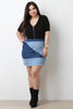 Geo Block Denim Mini Skirt