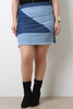 Geo Block Denim Mini Skirt