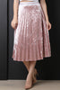 Crushed Velvet Accordion Pleated Midi Skirt