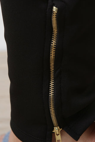 Stretchy High Waisted Zippered Ankle Pants