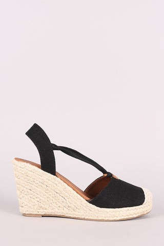Bamboo Metallic Open Toe Platform Wedge
