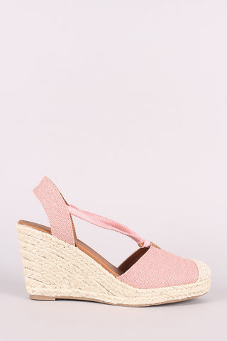 Bamboo Metallic Open Toe Platform Wedge