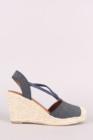 Bamboo Metallic Open Toe Platform Wedge