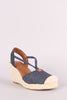City Classified Denim Round Toe Espadrille Platform Wedge