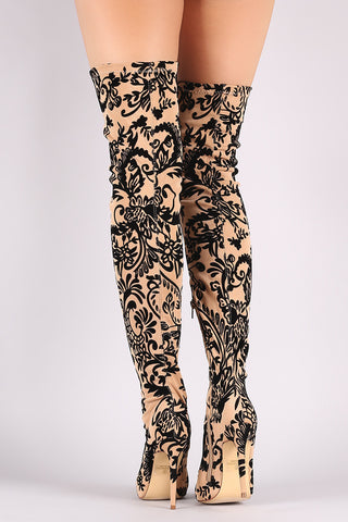 Slouchy Satin Pointy Toe Stiletto Over-The-Knee Boots
