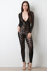 Chevron Sequin Plunging V-Neck Jumpsuit