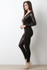 Chevron Sequin Plunging V-Neck Jumpsuit