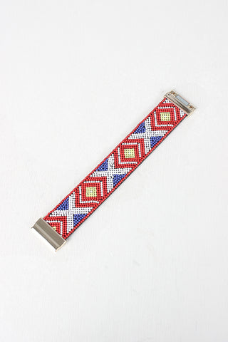 Beaded Pattern Band Cuff Bracelet