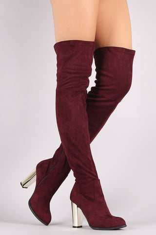 Slouchy Satin Pointy Toe Stiletto Over-The-Knee Boots