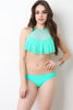 Flutter Tier Mesh Halter Bikini Set