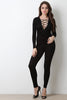 Long Sleeve Jersey Knit Lace Up Jumpsuit