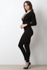Long Sleeve Jersey Knit Lace Up Jumpsuit