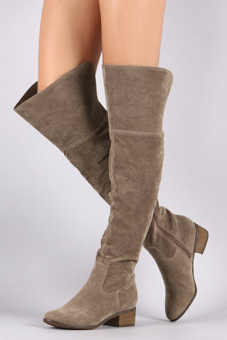 Slouchy Satin Pointy Toe Stiletto Over-The-Knee Boots