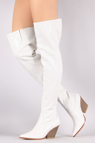 Slouchy Satin Pointy Toe Stiletto Over-The-Knee Boots