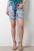 Shredded Folded Hem Denim Bermuda Shorts