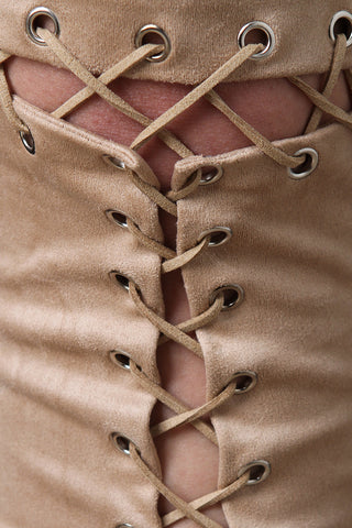 Lace-Up Vegan Suede Legging Pants