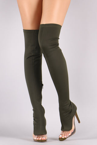 Slouchy Satin Pointy Toe Stiletto Over-The-Knee Boots