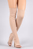 Shoe Republic LA Lucite Inset Fitted Elastane Stiletto OTK Boots