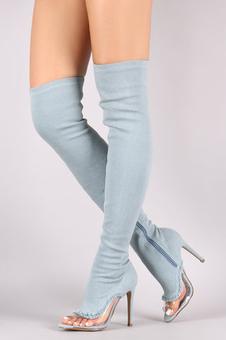 Slouchy Satin Pointy Toe Stiletto Over-The-Knee Boots