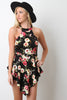 Sleeveless Floral Asymmetrical Skort Romper