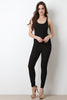 Two Tone Scoop Neck Ruched Mesh Jumpsuit