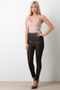 Two Tone Scoop Neck Ruched Mesh Jumpsuit