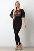 Semi-Sheer Mesh Tiered Sleeves Jumpsuit