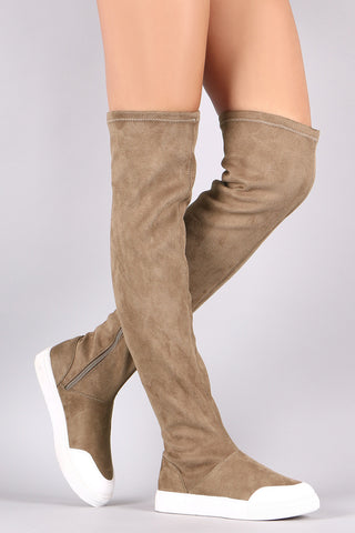 Slouchy Satin Pointy Toe Stiletto Over-The-Knee Boots
