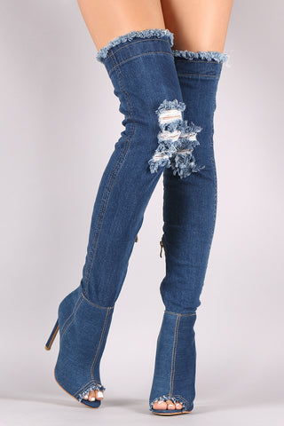 Slouchy Satin Pointy Toe Stiletto Over-The-Knee Boots