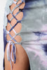 Tie Dye Side Lace Up Midi Skirt