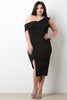Asymmetrical One Shoulder Thick Knit Midi Dress