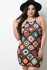 Multi Color Floral Crochet Halter Mini Dress
