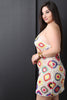 Multi Color Floral Crochet Halter Mini Dress