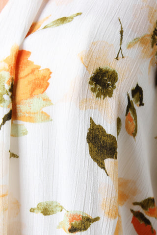 Textured Floral Print Open Front Cardigan
