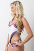 Multi-Colored Weaving Trim Monokini Swimsuit