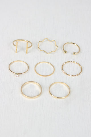 Etched Textured Bar Ring Set