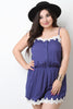 Spaghetti Strap Crochet Trim Button Up Romper