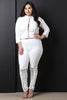 Suede Mock Neck Lace-Up Crop Top