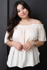 Floral Crochet Trim Cold Shoulder Top