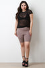 Semi-Sheer Mesh Knotted Hem Top