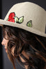 Stitched Straw Rose Patch Panama Hat