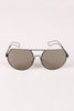 Semi-Rimless Double Bridge Laser Cut Round Sunglasses