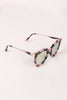 Printed Plastic Frame Metallic Accent Cat Eye Sunglasses