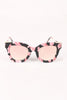 Printed Plastic Frame Metallic Accent Cat Eye Sunglasses