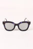 Printed Plastic Frame Metallic Accent Cat Eye Sunglasses