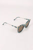 Printed Plastic Frame Metallic Accent Cat Eye Sunglasses