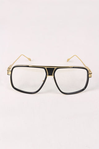 Two Tone Angular Clear Lens Glasses